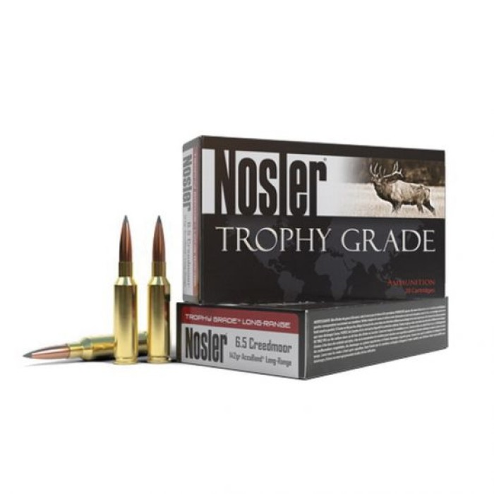 Nosler Trophy Grade 6.5mm Creedmoor 142 Grain AccuBond Brass Cased Centerfire Rifle Ammo, 20 Rounds, 60105