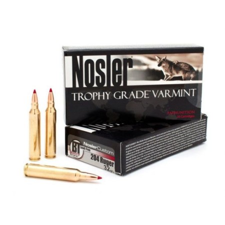 Nosler Trophy Grade Varmint 204 Ruger 32 grain Ballistic Tip Lead-Free Rifle Ammo, 20/Box - 60089