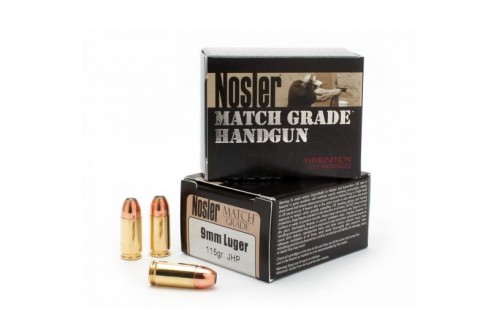 Nosler Match Grade 9mm Luger 115 grain JHP Handgun Ammo, 20/Box - 51285