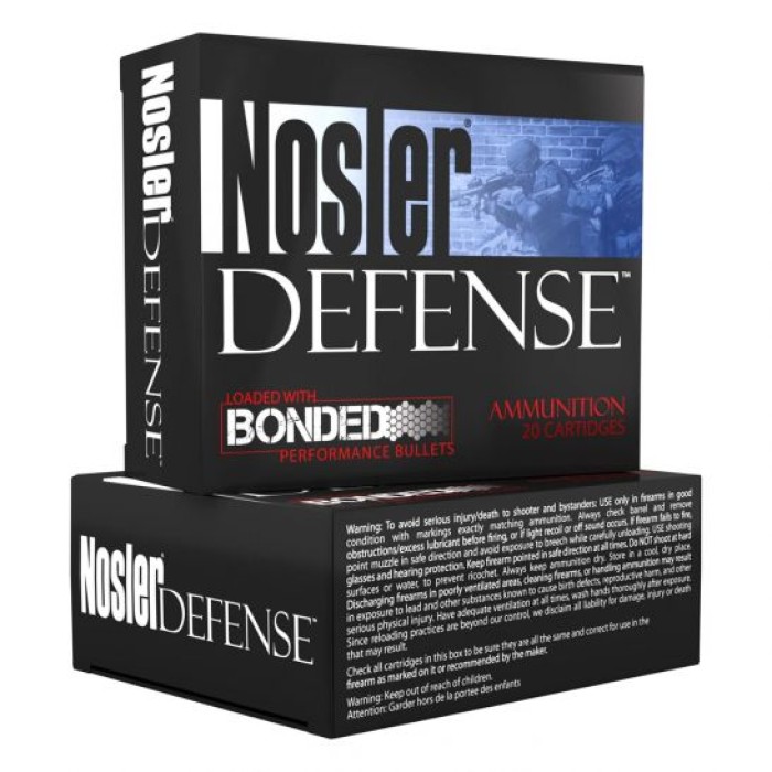 Nosler Defense 9mm Luger +P 124 grain Tipped Bonded Handgun Ammo, 20/Box - 37151