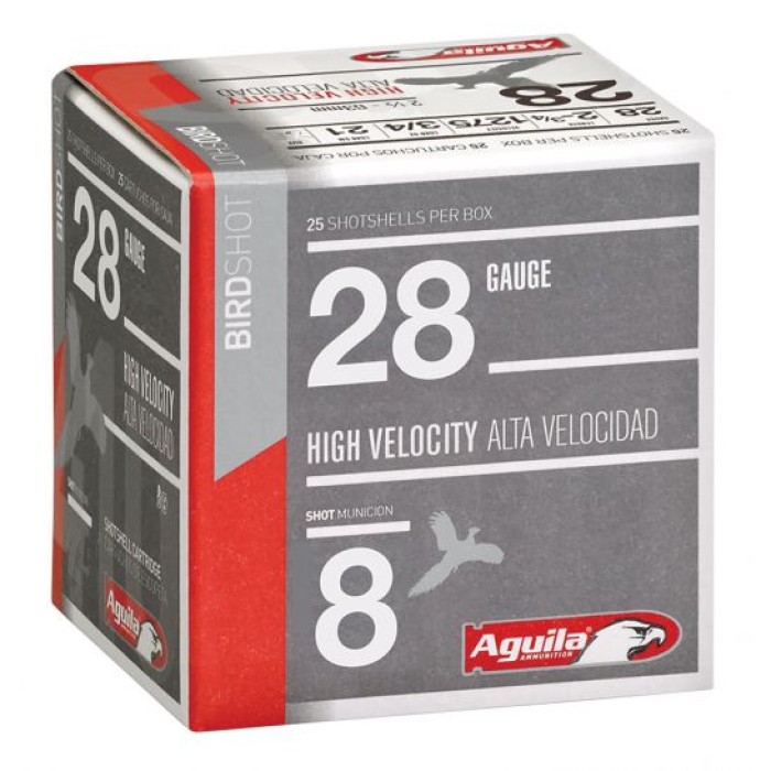 Aguila Sub-Gauge 28 Gauge 2-3/4 inches 8 Shot 3/4 oz Lead Shotshell, Birdshot, 25/Box - 1CHB2878