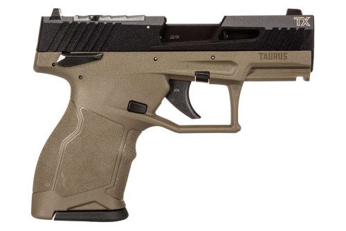 Taurus TX22 Compact 22 LR, 3.6" Threaded Barrel, Olive Drab Green Frame, Black Slide, 13rd