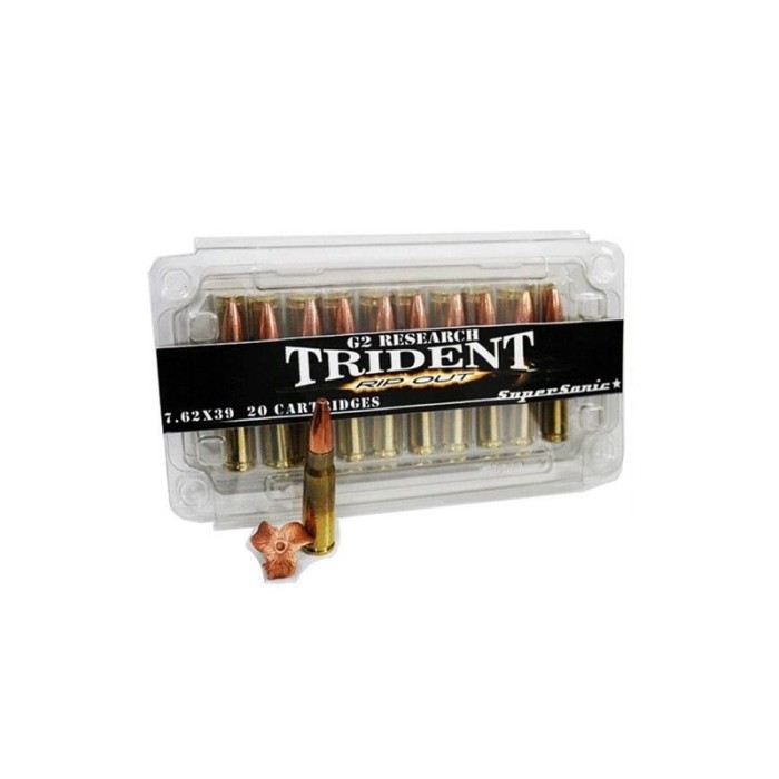 G2 Research RipOut 7.62X39mm 124 GR Hollow Point 20 Bx/ 18 Cs - Brass Casing