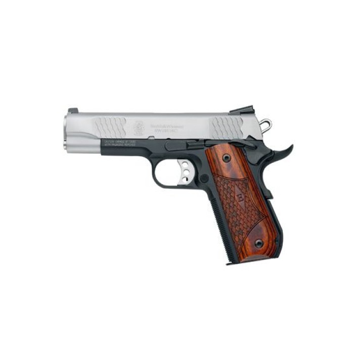 Smith & Wesson 108485 1911 E-Series 45 ACP 4.25" 8+1 Black Satin Stainless Steel Slide Round Butt Laminate Wood Grip