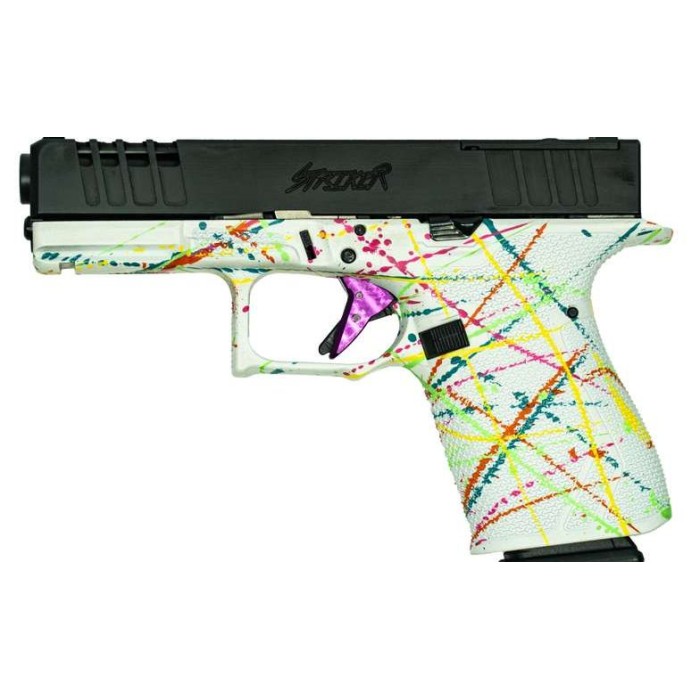 Glfa 19 Striker 9mm 4" 15 Shot Blk Slide Splatter White Frame