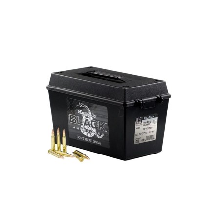 Hornady 223 Rem 62gr FMJ Black 247rd Ammo Can - Brass Casing