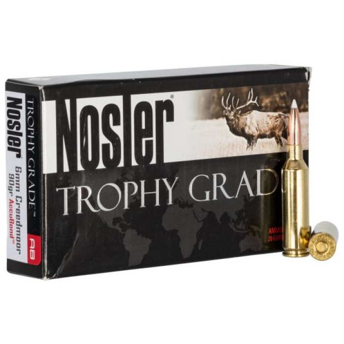 Nosler Trophy Grade Rifle Ammunition 6Mm Creedmoor 90Gr AB 3200 Fps 60142