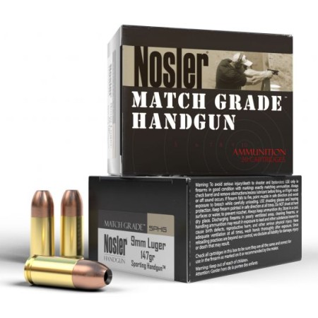 Nosler 51290 Match Grade  9mm Luger 147 gr Jacketed Hollow Point (JHP) 20 Bx/ 20 Cs