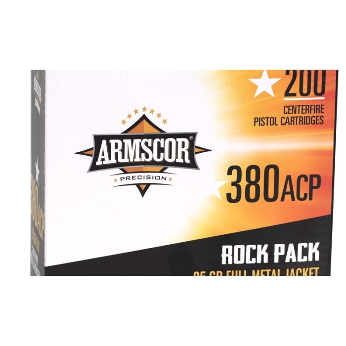 Armscor Rock Pack Handgun Ammunition .380 Auto 94gr FMJ 920 fps 200/ct