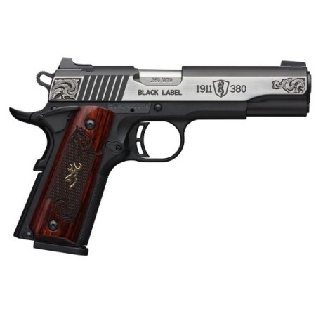 Browning 1911-380 Black Label Medallion Engraved 380 ACP 8 Round Pistol, Black - 051956492