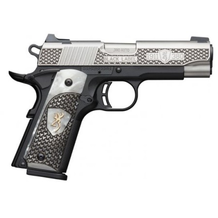 Browning 1911-380 Black Label High Grade Pearl Grips 380 ACP 8 Round Pistol, Black - 051958492