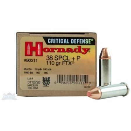 Hornady 38 Special+P 110gr FTX Critical Defense Ammunition 25rds - 90311