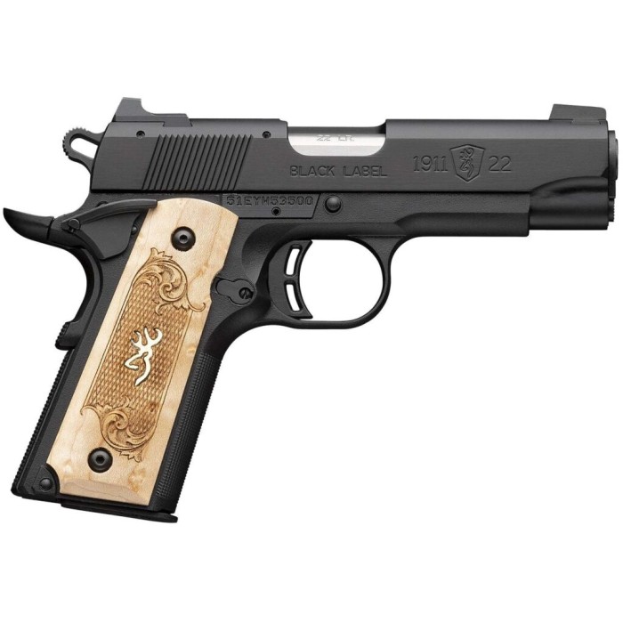 BROWNING 1911-22 Black Label 22 LR Compact 3.63in 10rd Medallion Maple Grip/Matte Black Pistol (051068490)