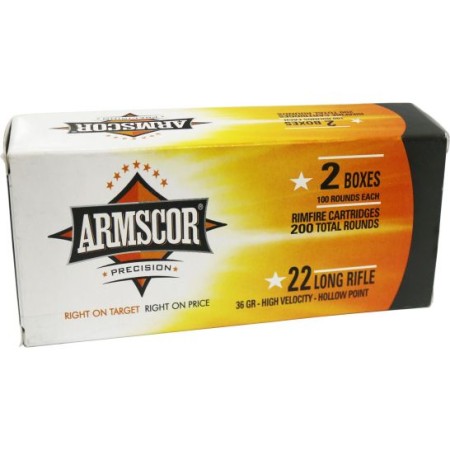 Armscor 36 gr High Velocity Hollow Point .22lr Rimfire Ammo, 200/box - 50321