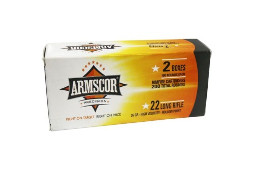 Armscor 36 gr High Velocity Hollow Point .22lr Rimfire Ammo, 200/box - 50321