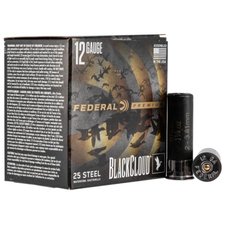 Federal PWBXI1422 Black Cloud FS Steel 12 Gauge 3" 1 1/4 OZ 2 Shot 25 Bx/ 10 CS