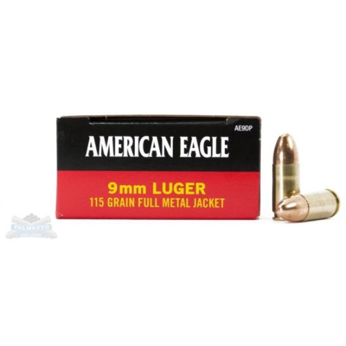 American Eagle 9mm Ammunition 115gr FMJ 50rds - AE9DP