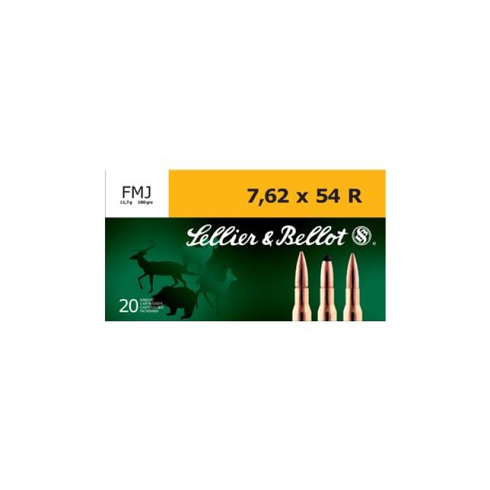 Sellier & Bellot 7.62x54R 180gr FMJ Ammunition, 20 Round Box - SB76254RA