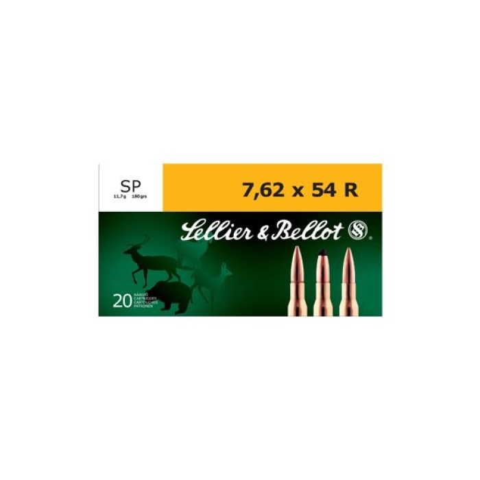 Sellier & Bellot 7.62x54R 180gr SP Ammunition, 20 Round Box - SB76254RB