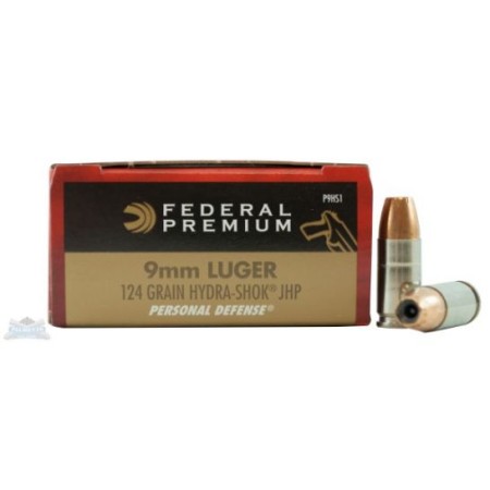 Federal 9mm 124gr Hydra-Shok Ammunition 20rds - P9HS1