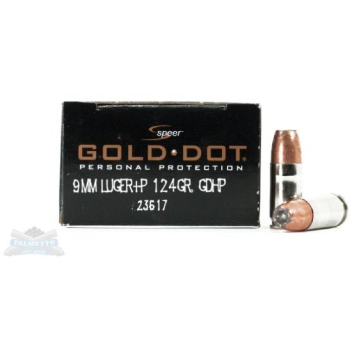 Speer 9mm+P 124gr Gold Dot Ammunition 20rds - 23617