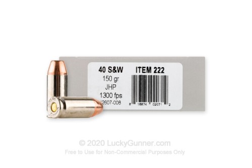 40 S&W - 150 Grain JHP - Underwood - 20 Rounds