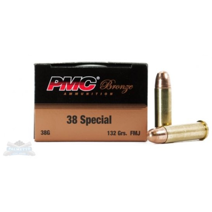 PMC Bronze 38 Special 132gr FMJ Ammunition 50rds - 38G