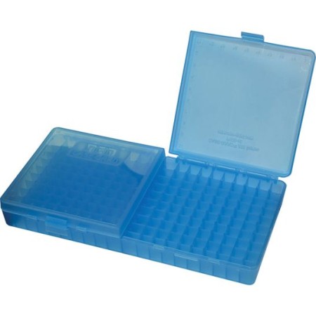 MTM 200 Round Flip-Top 9mm 380 ACP Clear Blue Ammo Box (P200-9-24)