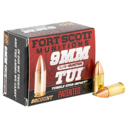 Fort Scott Munitions 9MM Sub-Munition Subsonic 125 Grain Centerfire Pistol Ammunition, 20 Rounds, 9MM-125-SCVSS