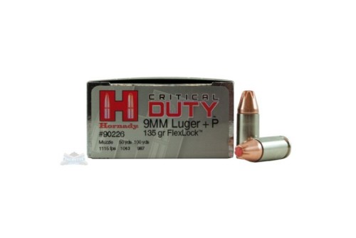 Hornady 9mm+P 135gr FlexLock Critical Duty Ammunition 25rds - 90226