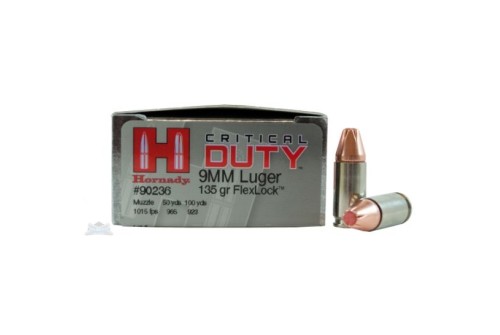 Hornady 9mm 135gr FlexLock Critical Duty Ammunition 25rds - 90236