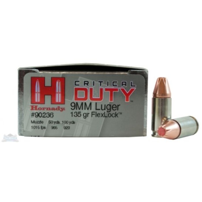 Hornady 9mm 135gr FlexLock Critical Duty Ammunition 25rds - 90236