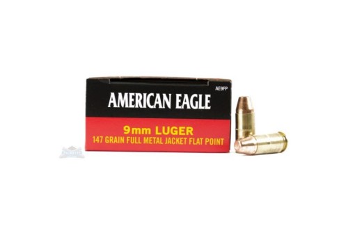 American Eagle 9mm 147gr FMJ FP Ammunition 50rds - AE9FP