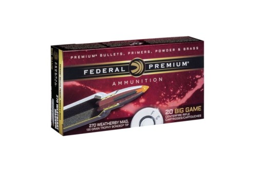 Federal .270 Weatherby Magnum 130gr Trophy Bonded Tip Vital-Shok Ammunition, 20 Rounds - P270WBTT1