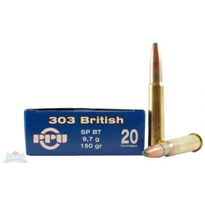 PPU Rifle Ammunition .303 British 150 GR SP 2690 fps - 20/box PP38