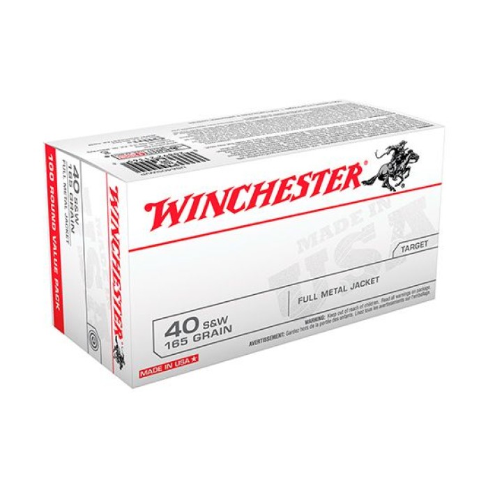 Winchester 40 S&W 165gr FMJ USA Ammunition 100rds - USA40SWVP