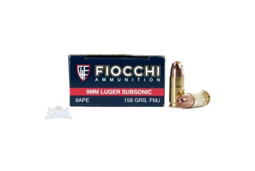 Fiocchi Shooting Dynamics 158gr Subsonic 9mm FMJ Ammunition, 50 Round Box - 9APE