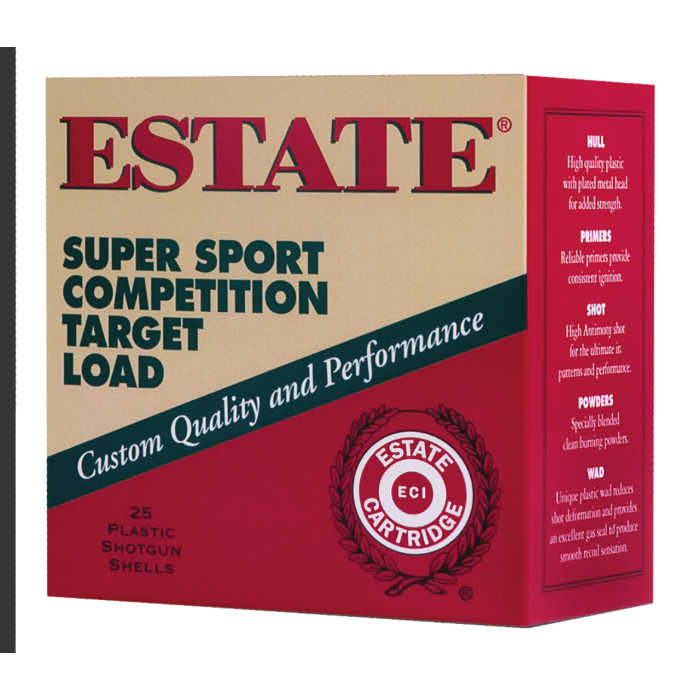 Estate Super Sport Competition Target Load 12 Gauge Ammo 2-3/4" #8 Lead Shot 1 Ounce