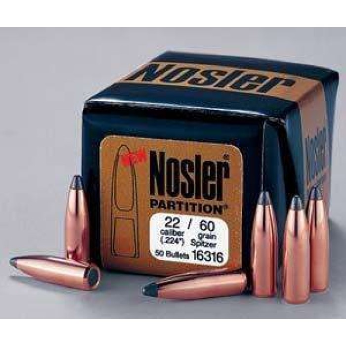 NOSLER Partition 6mm .243" 100Gr Spitzer 50rd Box Bullets (35642)