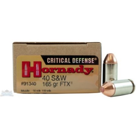 Hornady 91340 Critical Defense  40 S&W 165 GR 1175 Fps Hornady Flex Tip Expanding (Ftx) 20 Bx/10 CS 090255913408