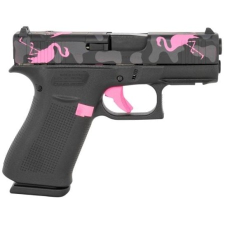 Glock G43X MOS 9mm, 3.41" Barrel, Miami Mingo, Pink Trigger, MOS Cut, 10rd