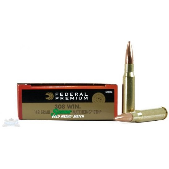 Federal 308 168gr Sierra MatchKing BTHP Gold Medal Ammunition 20rds - GM308M