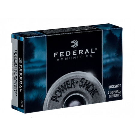 Federal 16ga 2.75" Max 12 Pellets 1 Buck Power-Shok Shotshell Ammunition 5 Shells - F164 1B