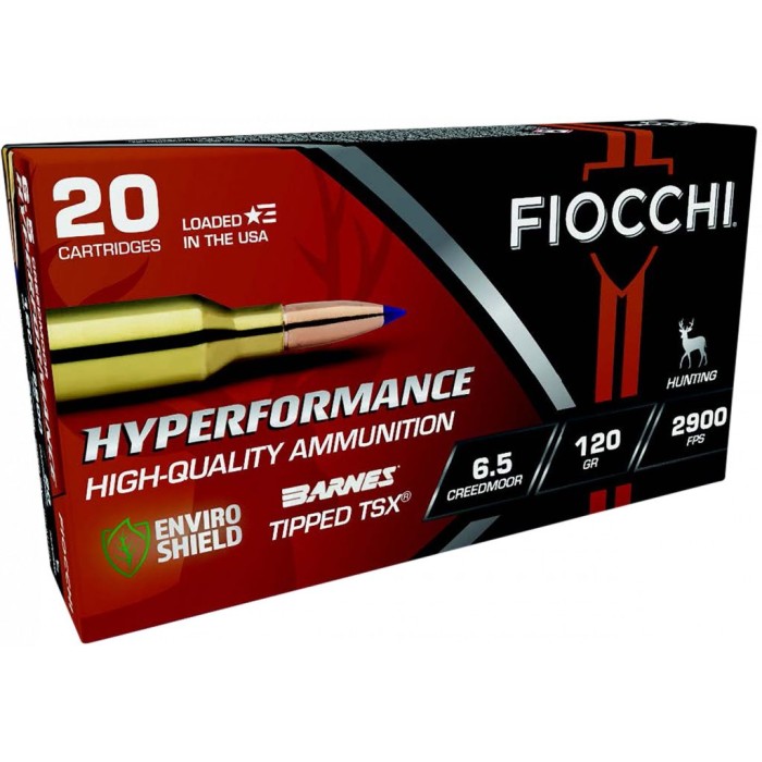 Fiocchi Hyperformance 6.5 CREEDMOOR, 120gr, Tipped TSX [MPN: 65CMTTSX] - 20 rounds