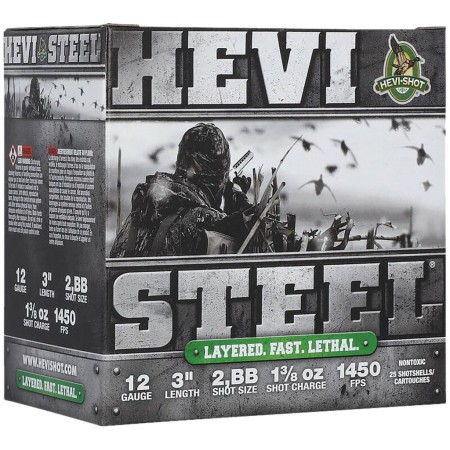 HEVI-Shot HS60288 HEVI-Steel Waterfowl 12 Gauge 3" 1 3/8oz 2/BBShot 25 Per Box