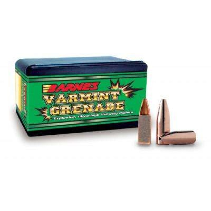 BARNES Varmint Grenade .22 Caliber .224 Dia 50Gr Flat Bottom HP 250/Box Rifle Bullets (22496)