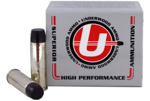 Underwood Ammo .500 S&W Magnum 500 Grain Coated Hard Cast Nickel Plated Brass Cased Pistol Ammo, 20 Rounds, 744