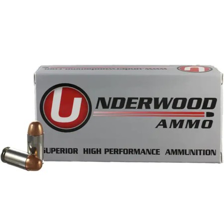 Underwood Ammo .45 ACP +P 230 Grain Full Metal Jacket Nickel Plated Brass Cased Pistol Ammo, 50 Rounds, 337