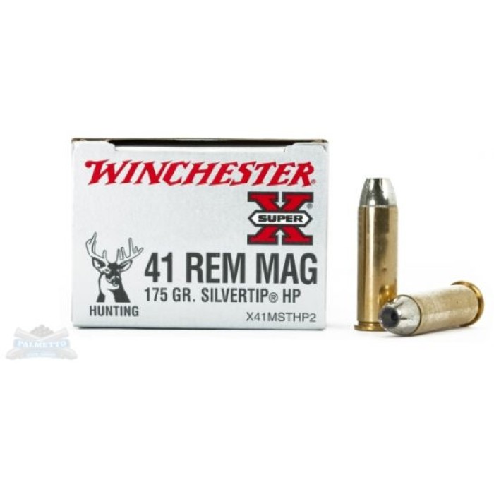 Winchester 41 Magnum 175gr Silvertip Hollow Point Ammunition 20rds - X41MSTHP2