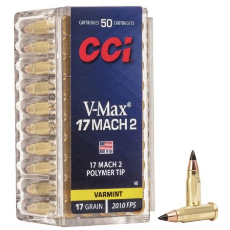 CCI Speer V-Max 17 HM2 17 Grain Poly Tip Ammo, 50 Round Box (48)